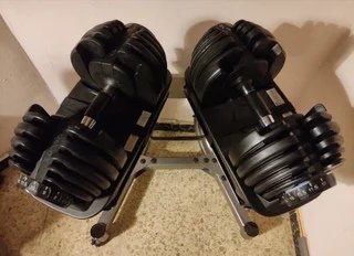 Mancuernas Ajustables 24kg + Soporte + Banco