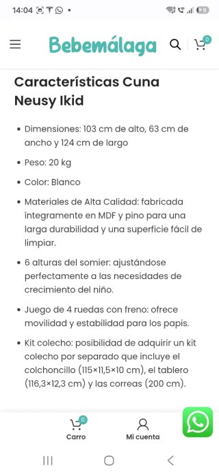 Cuna Neusy Ikid nueva sin abrir