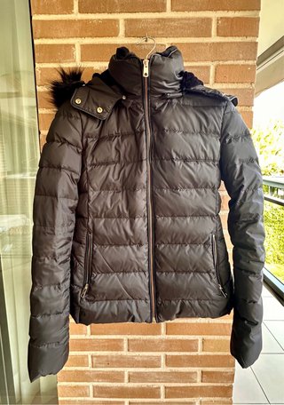 Anorak Zara Pluma Mujer Negro