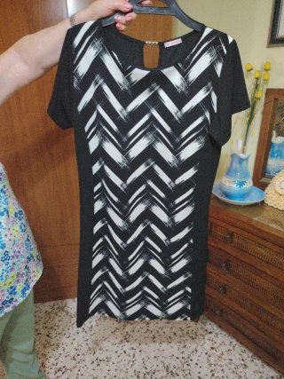 Vestido Talla 48 Negro y Blanco