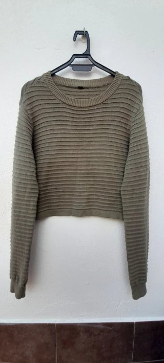 Jersey crop top verde oliva