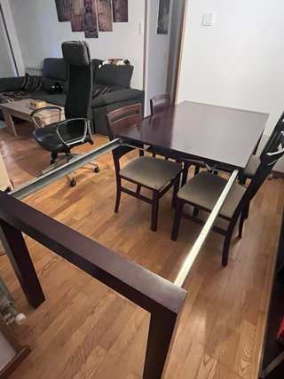 Mesa comedor extensible wengé + 4 sillas de regalo