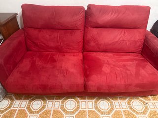 Divano letto rosso tessuto L 182 x 88