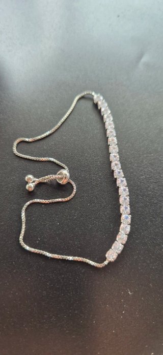 Pulsera chapada en plata con circonios