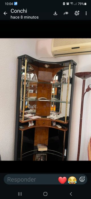 Mueble esquinero cristal y madera