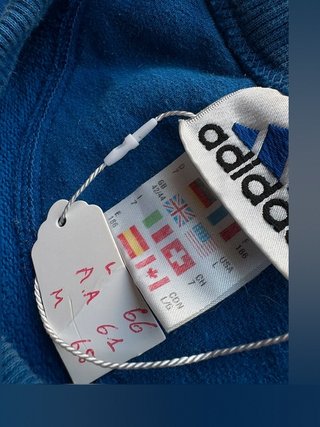 Sudadera Adidas Azul y Negra - Talla L - Vintage