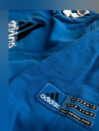 Sudadera Adidas Azul y Negra - Talla L - Vintage