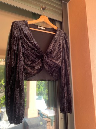 Top Pull&Bear brillante manga larga L