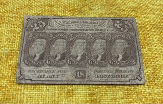 Billete 25 Cents EE.UU. 1862 Guerra Civil