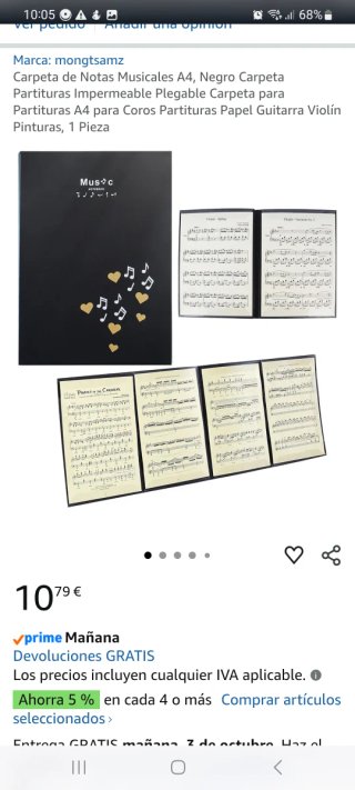 Carpeta Notas Musicales A4 Negra