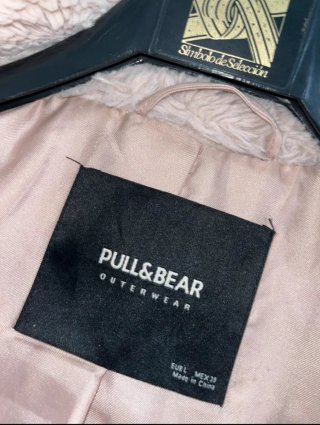Abrigo de pelo rosa/beige