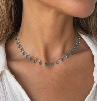 Gargantilla Gotas Azul Aguamarina | Collar Mujer