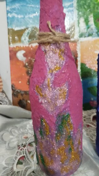 Set 2 bottiglie decoupage