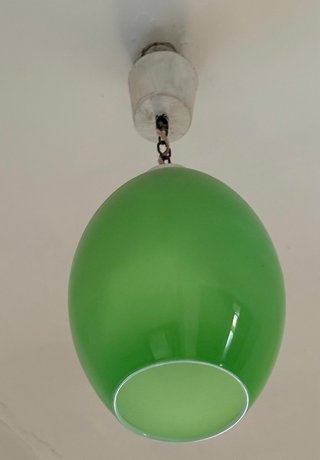 Lámpara colgante cristal verde años 70