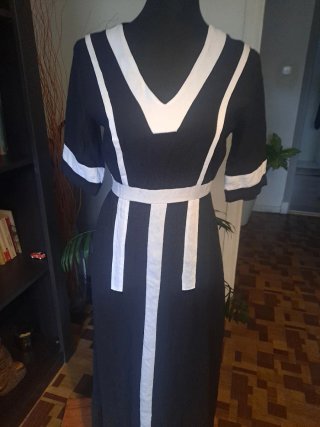 Vestido largo negro y blanco
