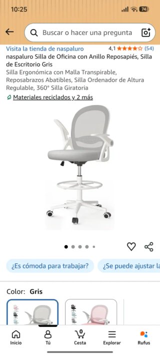 Silla de oficina naspaluro gris