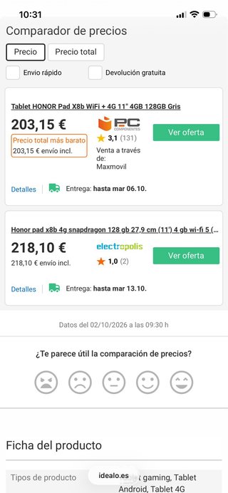 Tablet Honor X8b Gris Precintada
