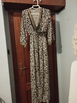 Vestido largo estampado leopardo