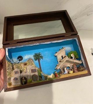 Diorama de Belén en Caja de Madera