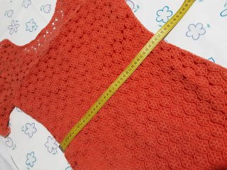 Vestido coral encaje calado manga corta XL, Blanco