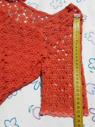 Vestido coral encaje calado manga corta XL, Blanco