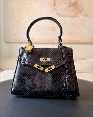 Bolso Tipo Kelly Serpiente Negro