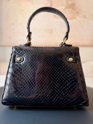 Bolso Tipo Kelly Serpiente Negro