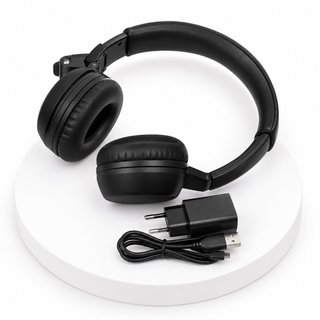 Auriculares negros con cargador