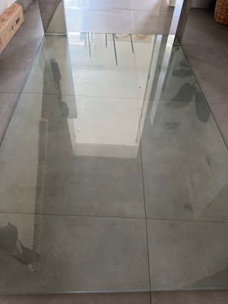 Mesa de centro cristal y metal