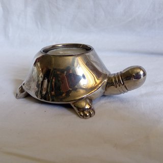 Candelabro tortuga plateado metal