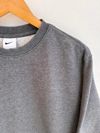 Nike Men’s Grey Oversized Swoosh Logo Crewneck...