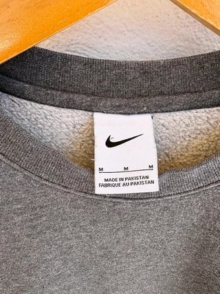 Nike Men’s Grey Oversized Swoosh Logo Crewneck...