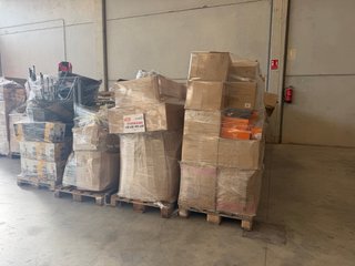 Lote de productos variados en palets