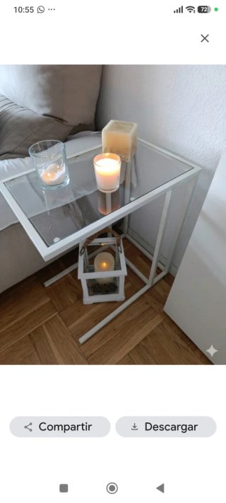 Mesita auxiliar cristal y metal Ikea