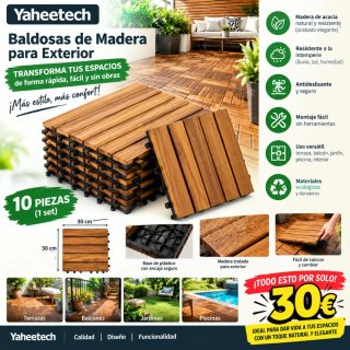 10 Baldosas Madera Exterior 30x30cm