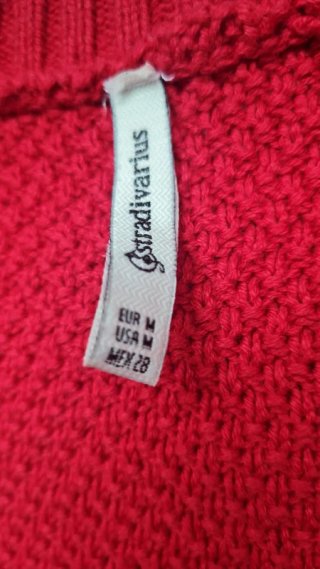 Jersey Punto Calado Stradivarius Rojo Boho Mujer M