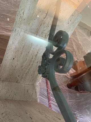 Mesa de Salón de Mármol Travertino y Cristal