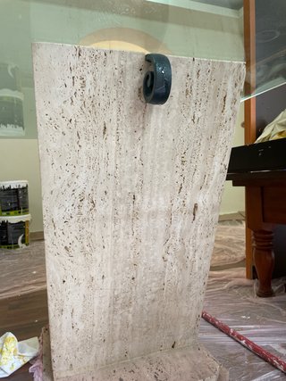 Mesa de Salón de Mármol Travertino y Cristal