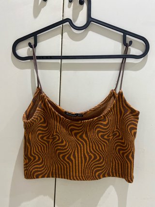 Top Stradivarius Marrón y Naranja