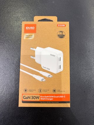 Cargador IDUSD GaN 30W, Tipo lightning