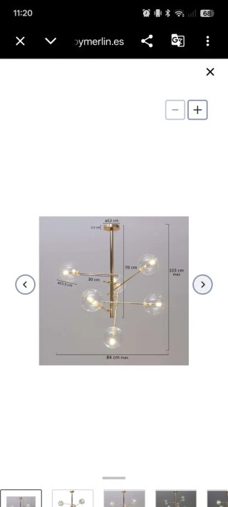 Lámpara Colgante Dorada con Esferas de Cristal