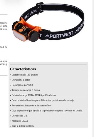 Linterna frontal LED Portwest PA70
