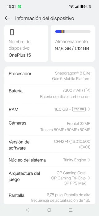 OnePlus 15 morado 512GB 16GB RAM
