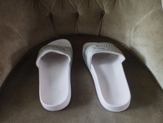 Chanclas Puma Plateadas y blancas
