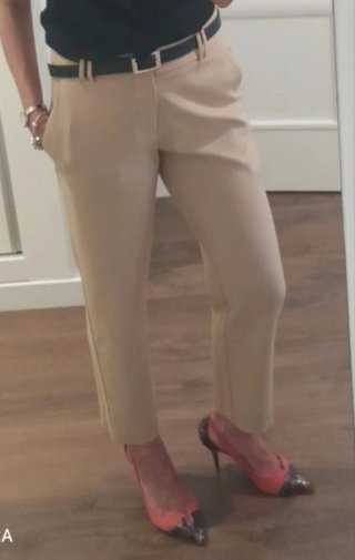 Pantalón Recto Beige