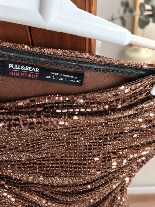 Vestido Palabra de Honor Lentejuelas Pull&Bear