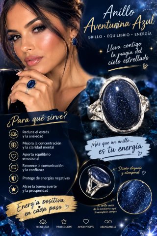 Anillo de Aventurina Azul Todas las medidas