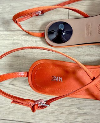 Sandalias Zara tacón mini naranja