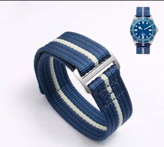 Correa de nylon para reloj azul y blanco