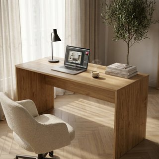 Scrivania Home Office Rovere Chiaro Moderna 180cm